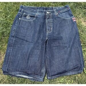 Eight 732 Denim Shorts Mens 38 Embroidered Anchor Beach Wide Leg Y2k Baggy‎
